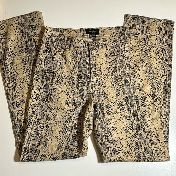 Guess Vintage Tan Snake Print High Waist Straight Leg Pants Sz 30 C9 - Picture 1 of 3